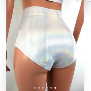 NWT White Iridescent Rave Shorts